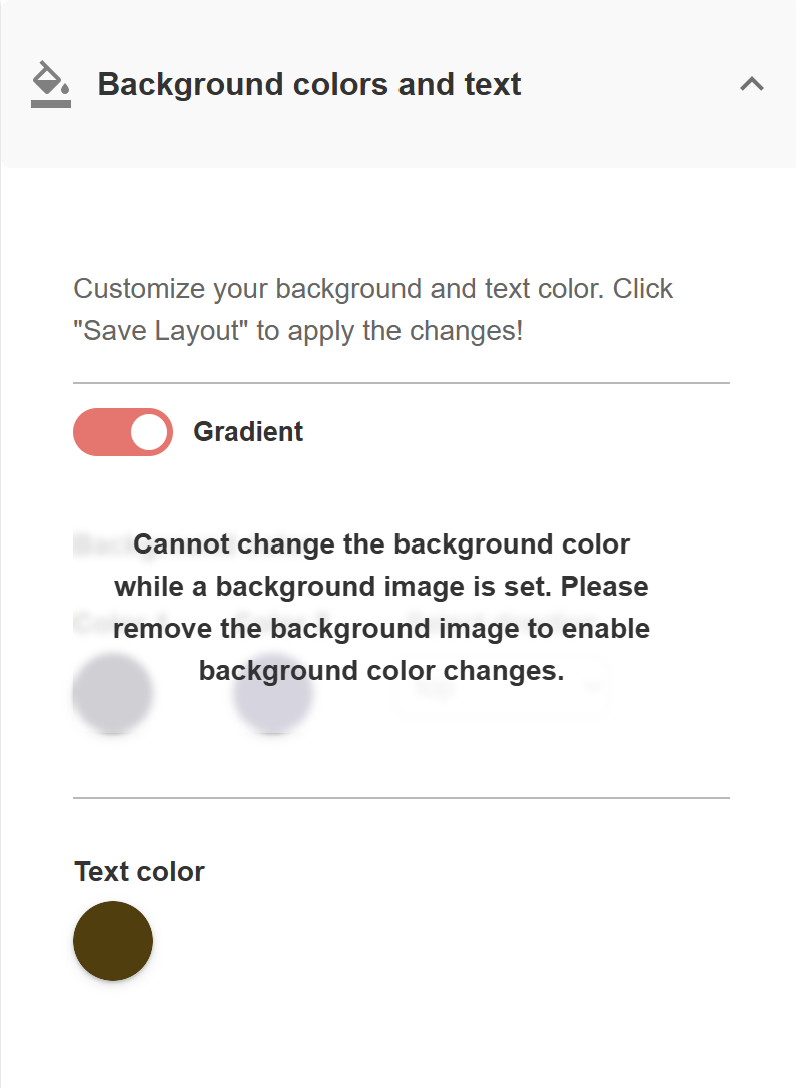 Catchmemo settings for background colours, gradient, and event page text colour